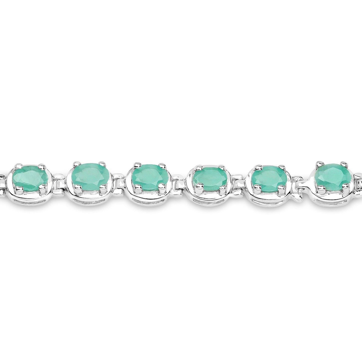 3.78 Carat Genuine Emerald .925 Sterling Silver Bracelet