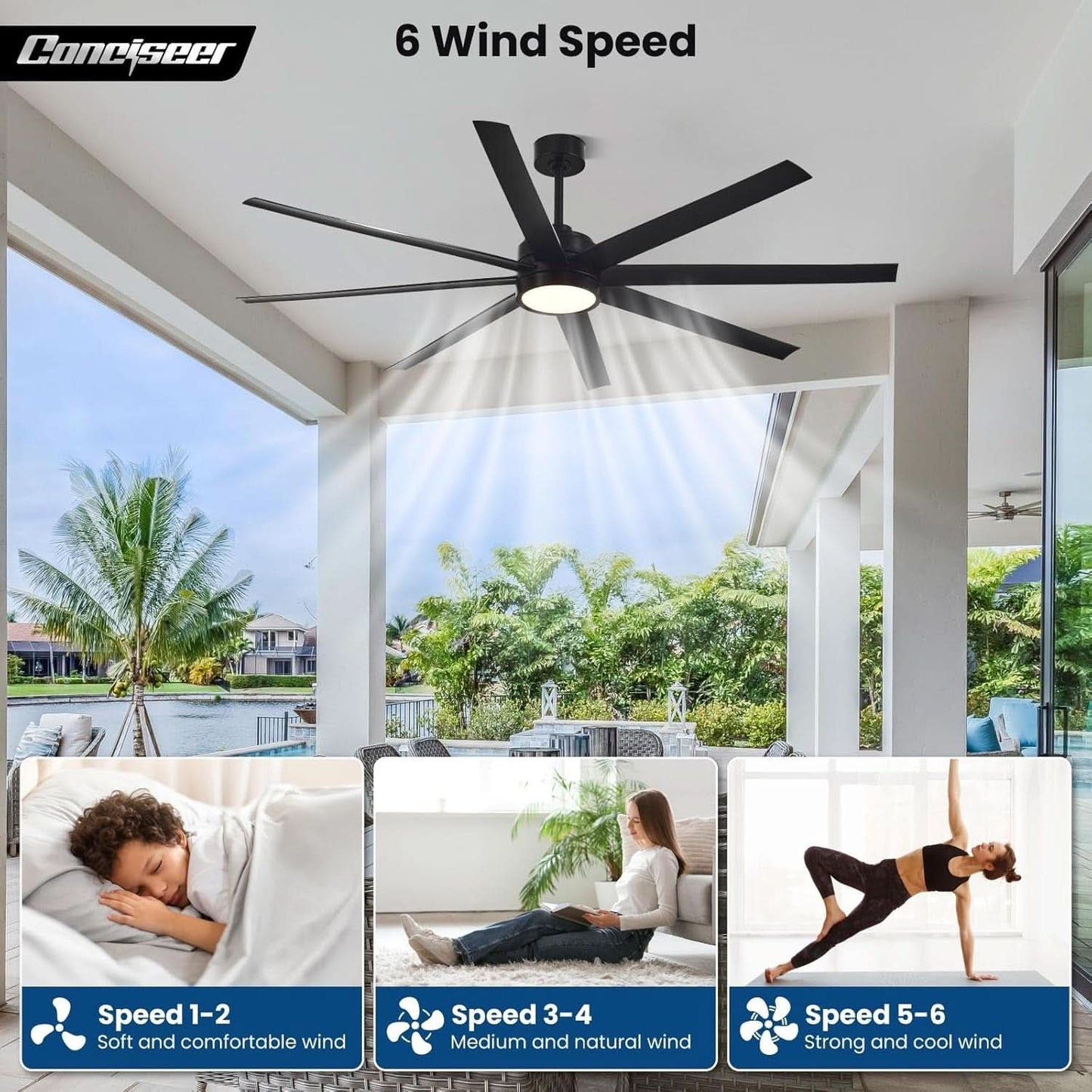 72 Inch Ceiling Fan DC Motor High Performance Quiet