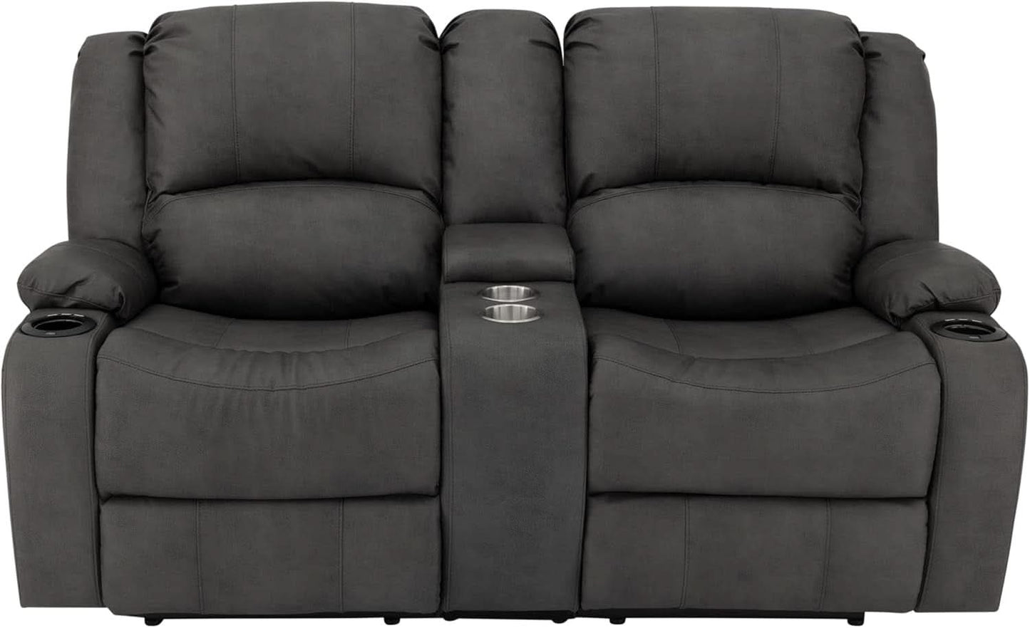 67 Inch Powered Wall Hugger Recliner Sofa Gunmetal Fabric