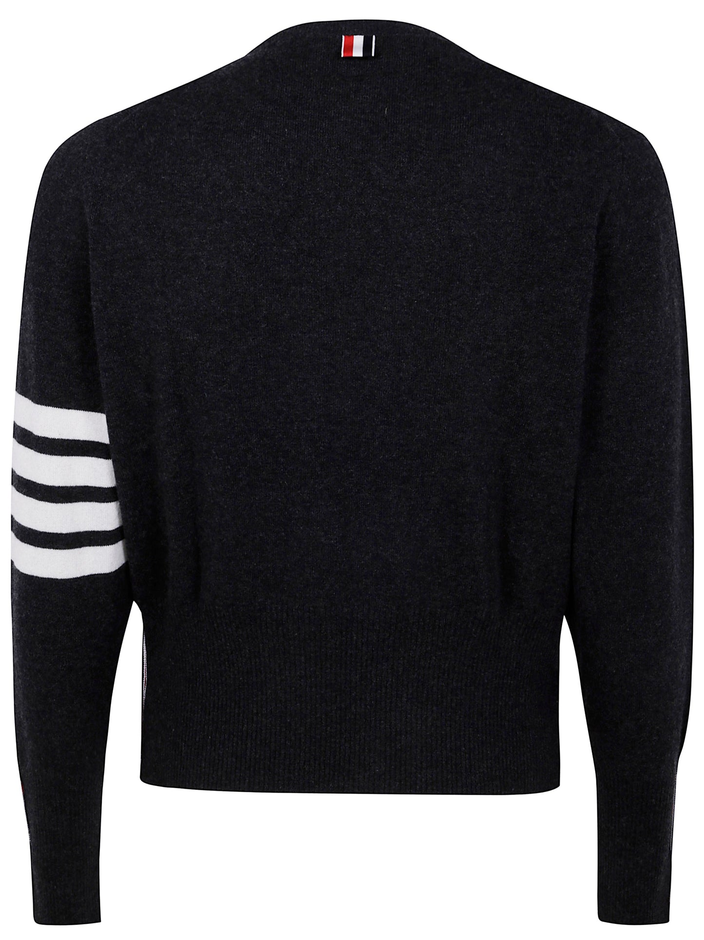 Thom Browne Men Classic Crewneck Short Pullover With White 4 Bar Stripe In Cashmere