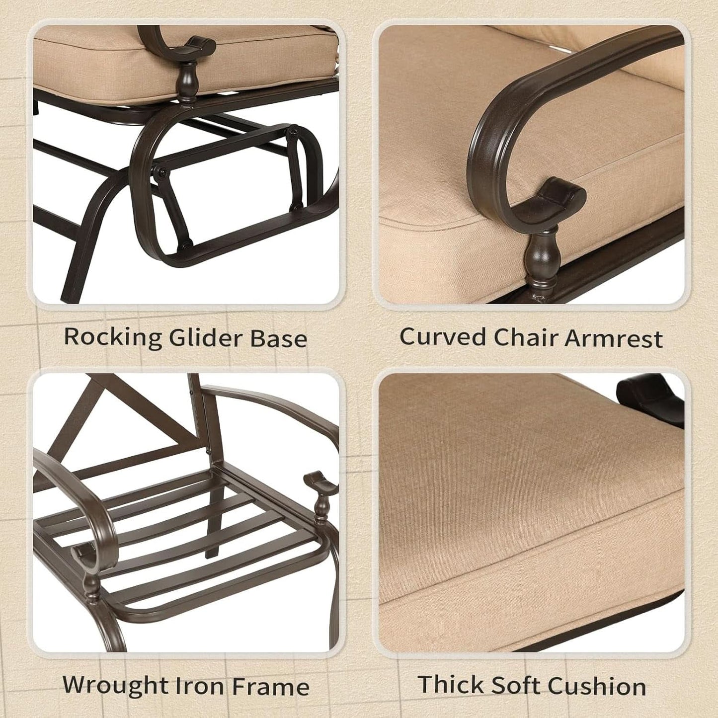 Five Piece Outdoor Metal Patio Furniture Conversation Set
