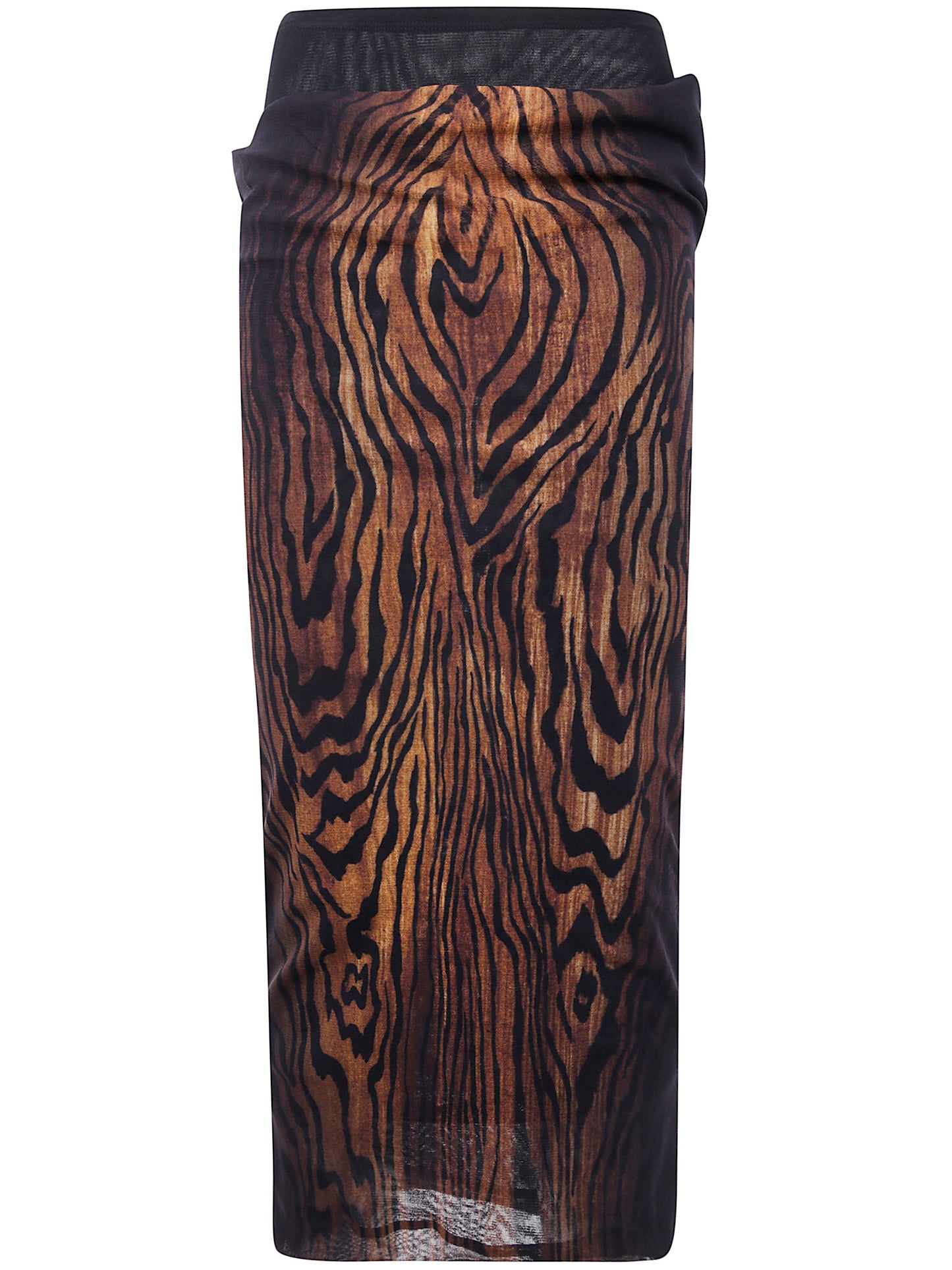 Jean Paul Gaultier Women Mesh Skirt Double Layer Printed "Wood"