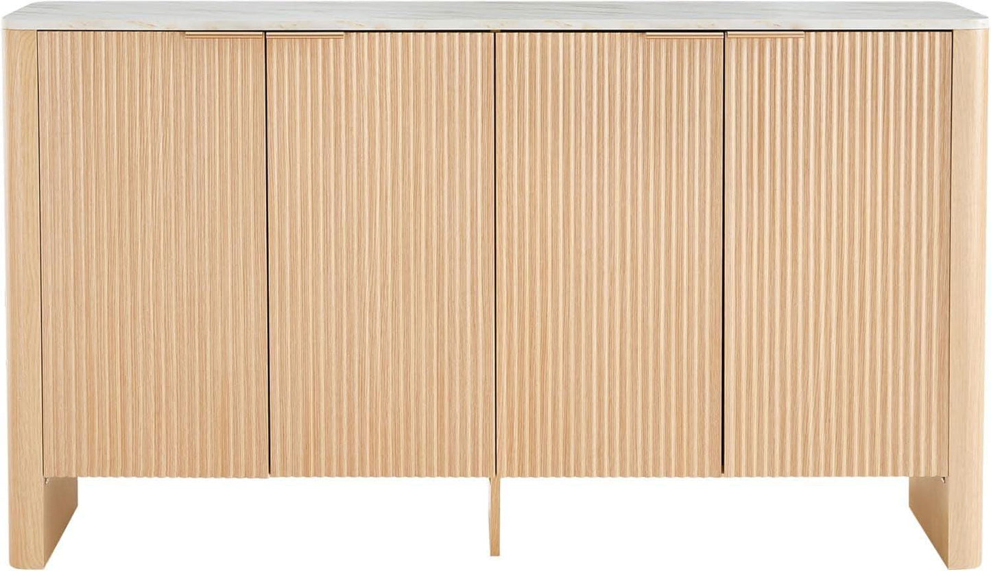 61 Inch Oak Sideboard Cabinet With Adjustable Shelves