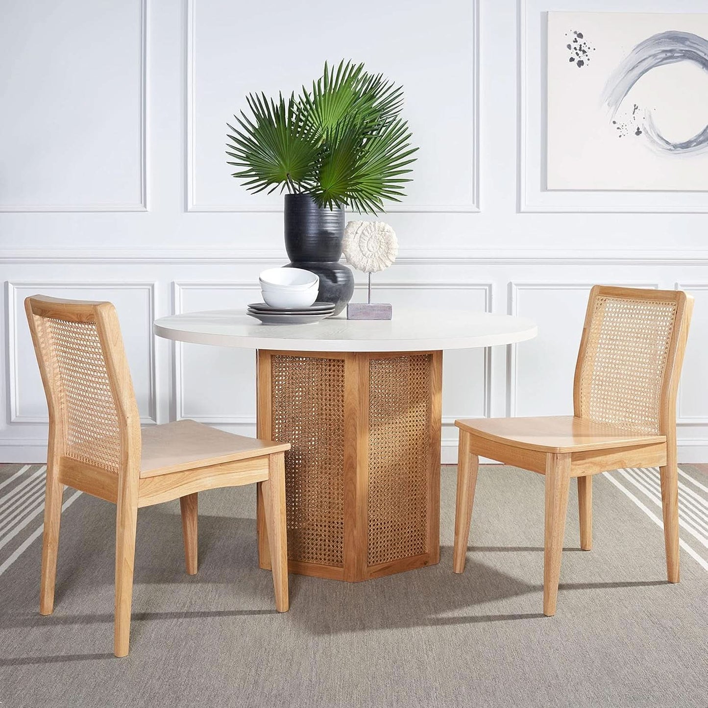 Natural Rattan Dining Chair Set Of 2 For Home Dining Room
