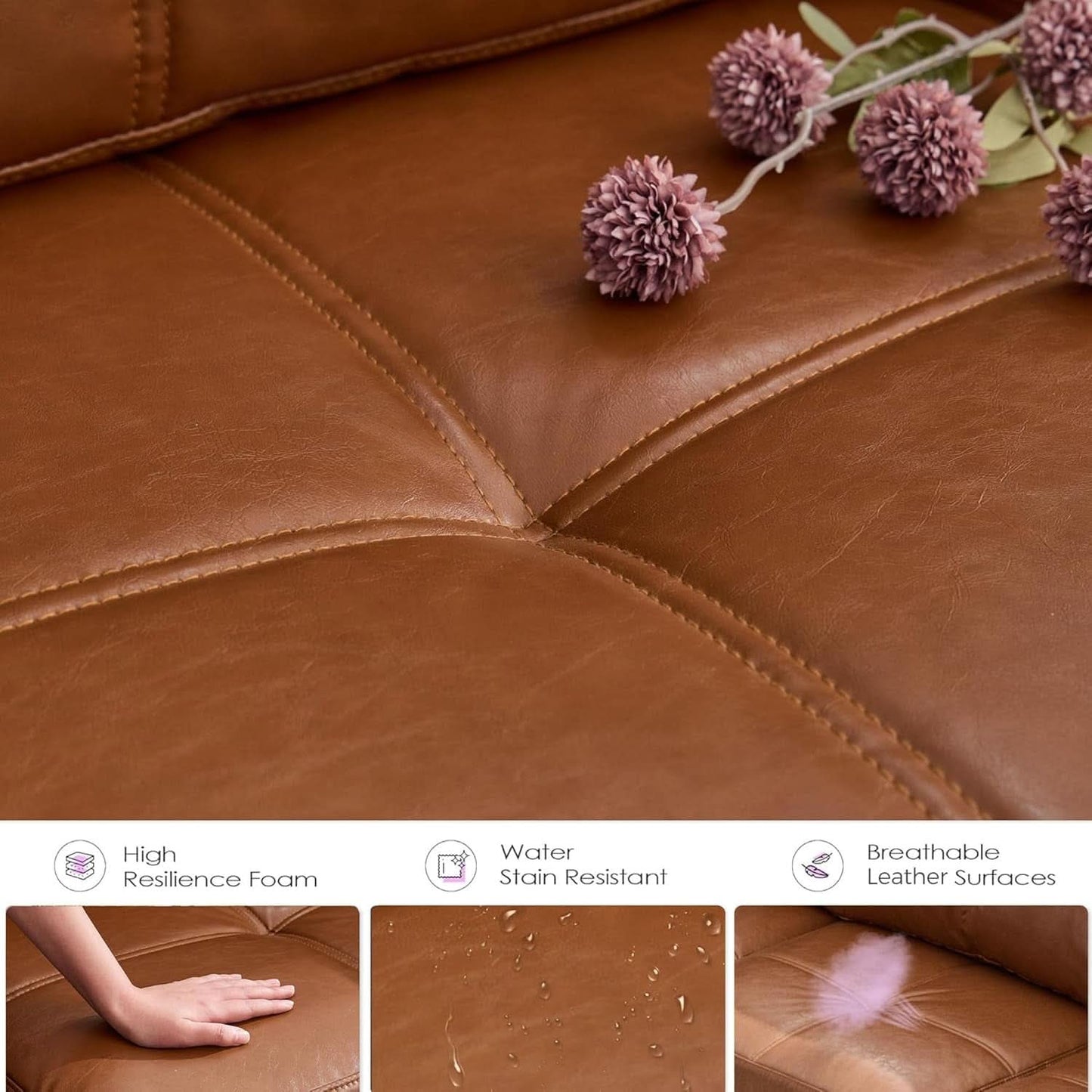 Brown Faux Leather Upholstered Accent Chair Oversized