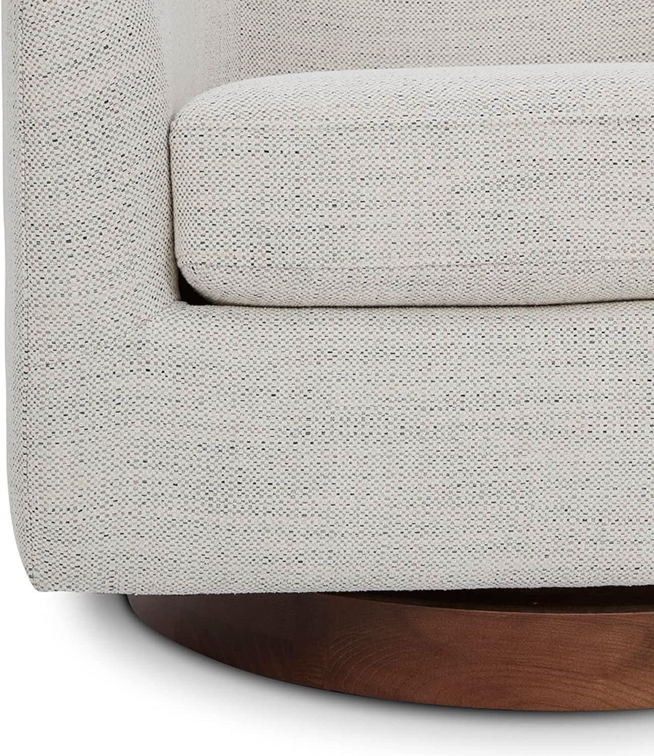 Ivory Swivel Barrel Chair With Plush Foam Back Cushion