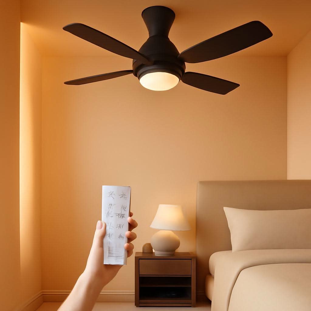 52 Inch Matte Black Ceiling Fan For Living Room Space