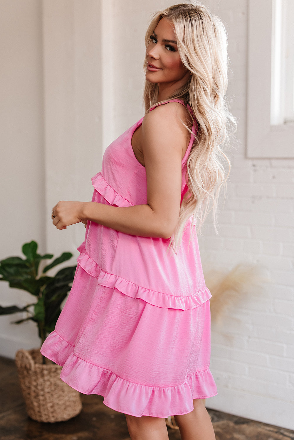 Jessica Frilly Tiered Sleeveless Mini Dress