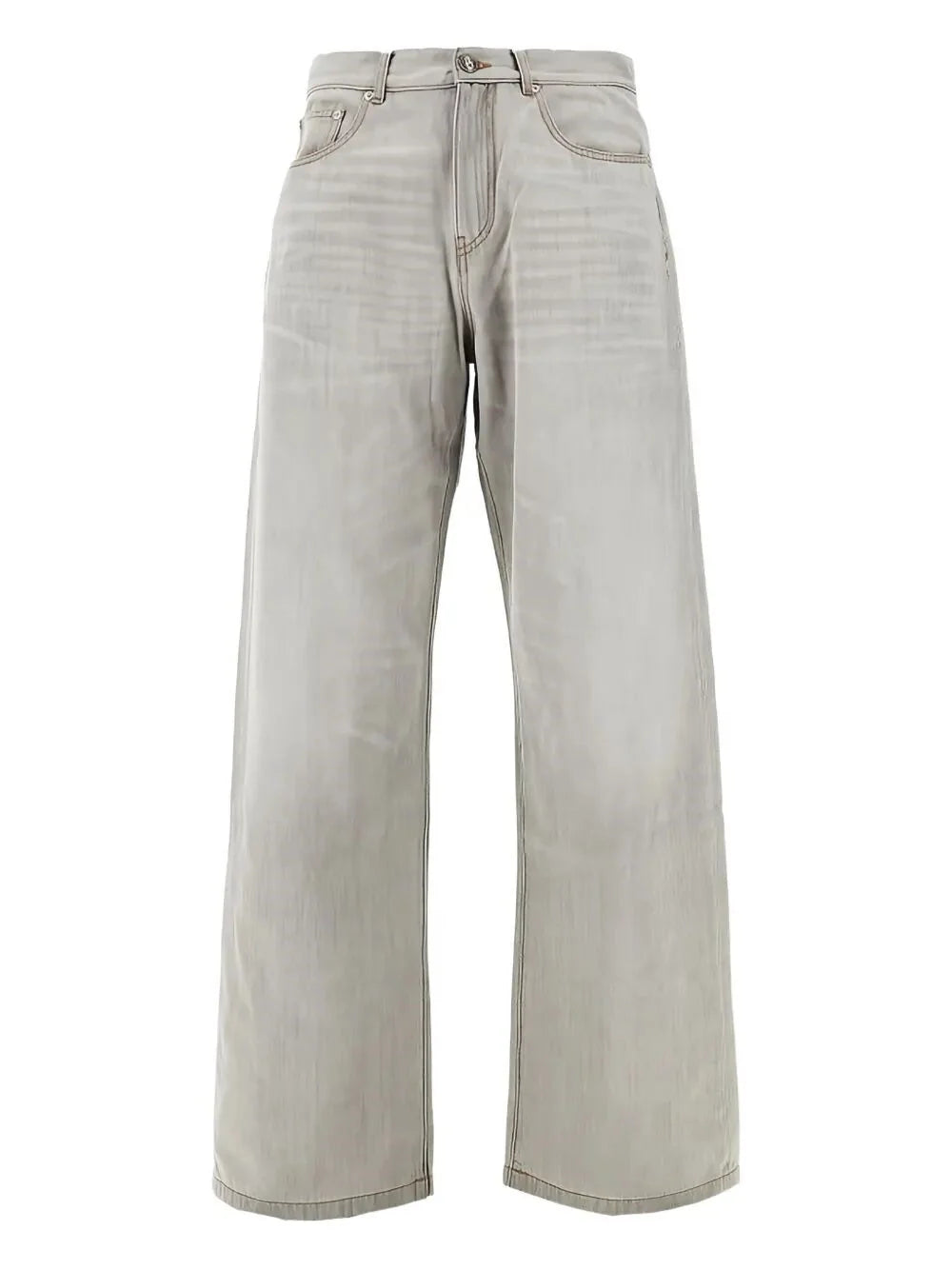 Palm Angels Men `Curved Logo` Loose Jeans