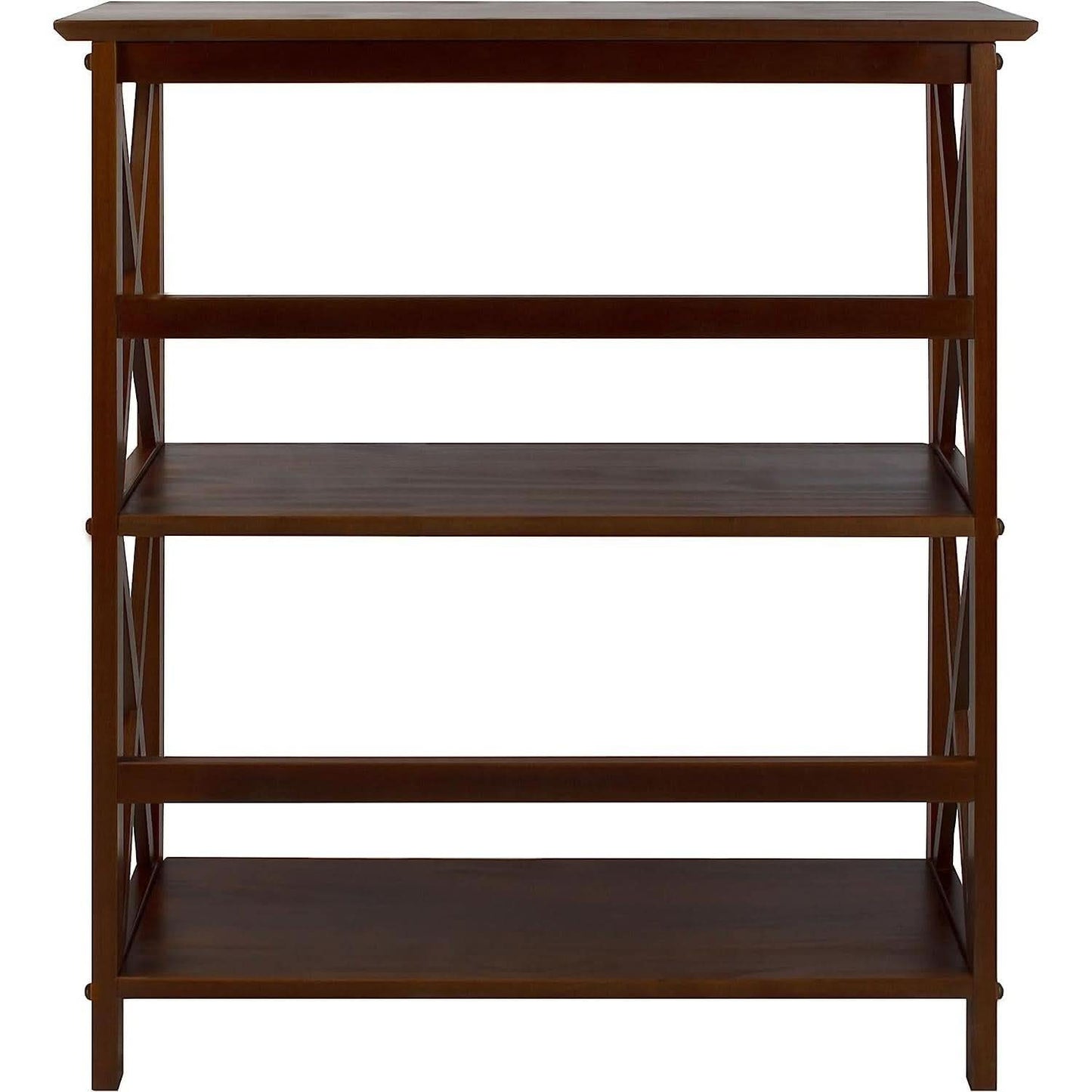 Shelf Bookcase With X Design Three Shelf Storage For Books