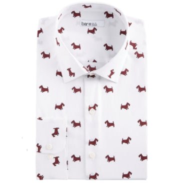 Bar Iii Mens Slim-Fit Stretch Scottie Print Dress Shirt, Size Small