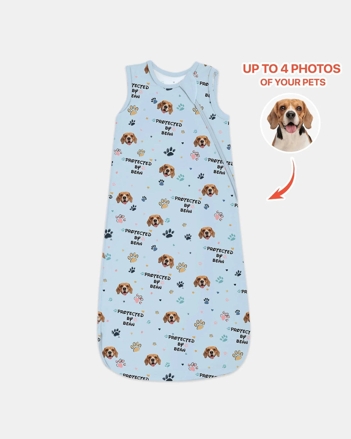 Custom Dog Photo Pattern Protected By Sleep Bag