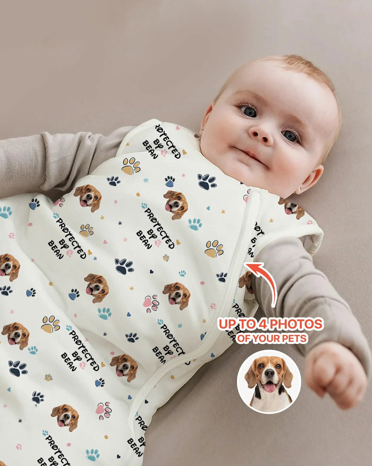 Custom Dog Photo Pattern Protected By Sleep Bag