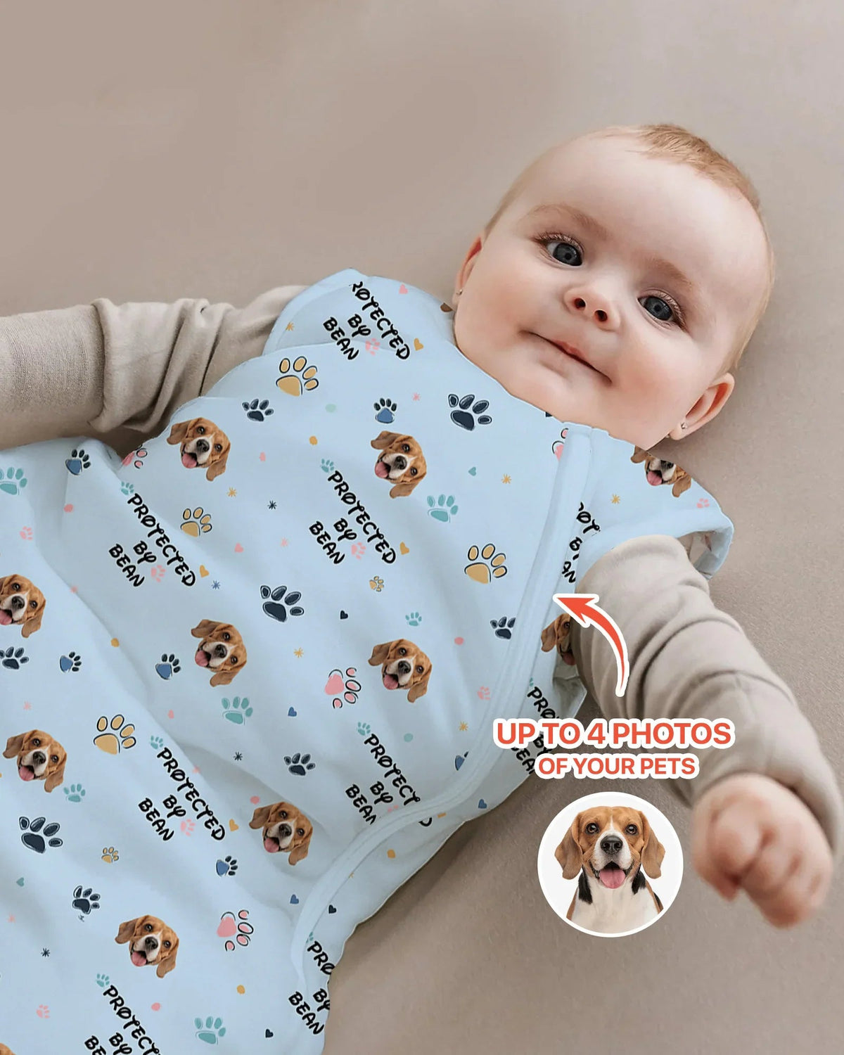 Custom Dog Photo Pattern Protected By Sleep Bag