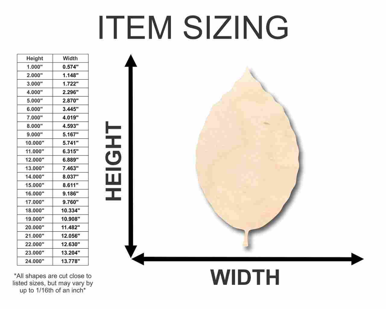 Unfinished Wood Beech Leaf Shape - Craft - up to 46" DIY