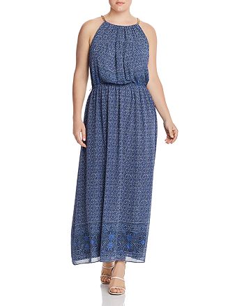 MICHAEL Michael Kors Womens Plus Printed Chain Maxi Dress