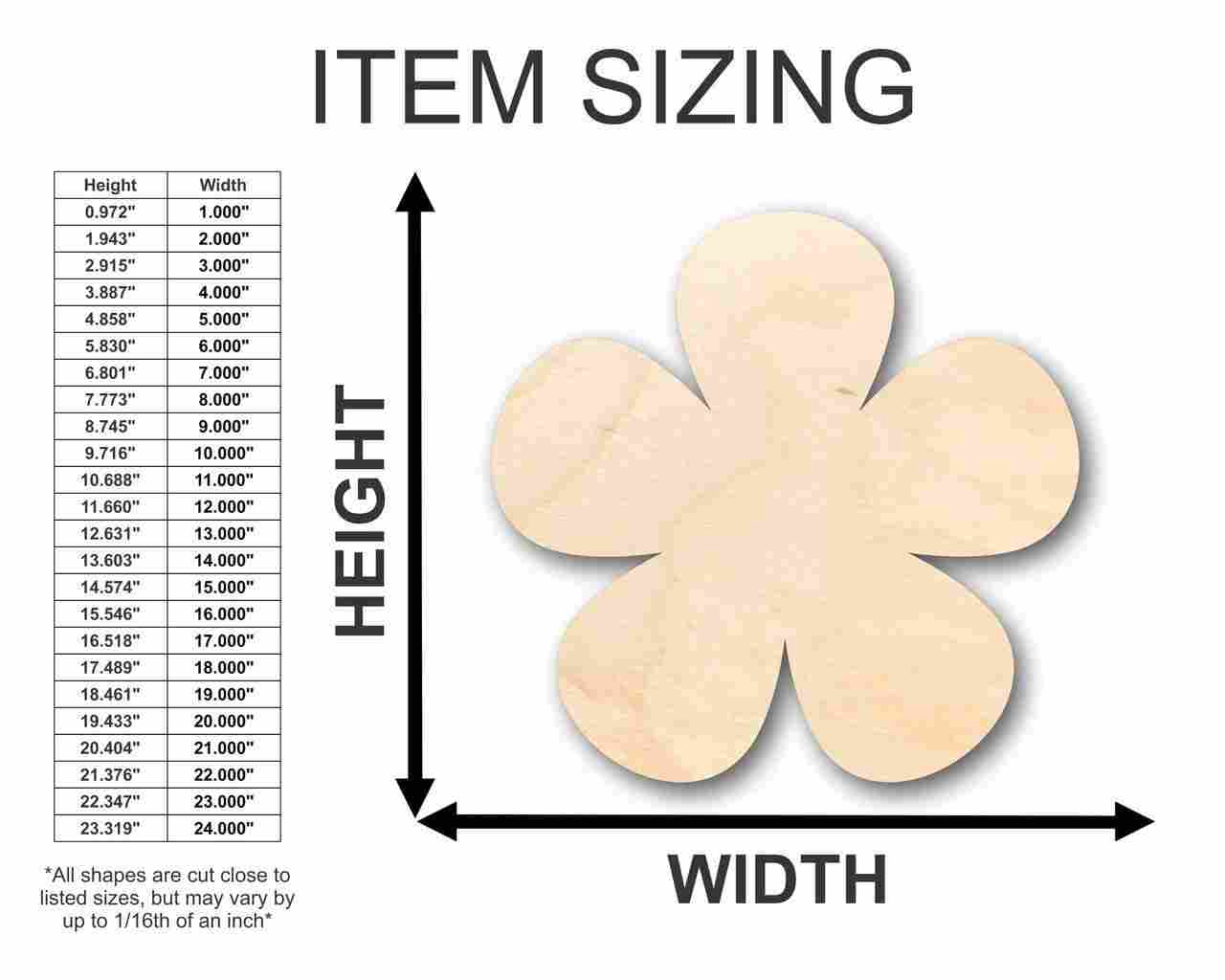 Unfinished Wood Flower Shape - Spring - Craft - up to 46" DIY