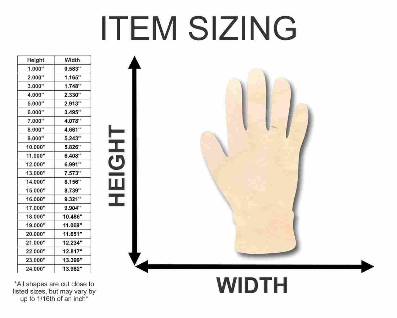 Unfinished Wood Gloves Shape - Winter - Work - Craft - up to 46" DIY