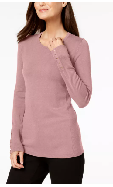 JM Collection Women's Studded-Cuff Sweater