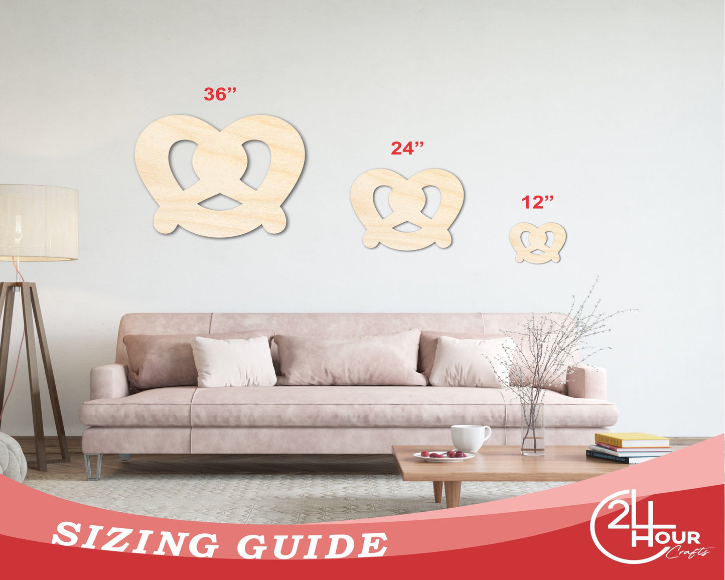 Unfinished Wood Pretzel Shape | Food | Craft Cutout | up to 46" DIY
