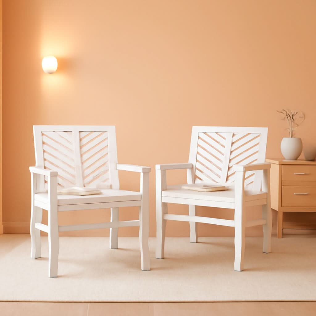 White Wash Acacia Wood Outdoor Chair For Patio Dining