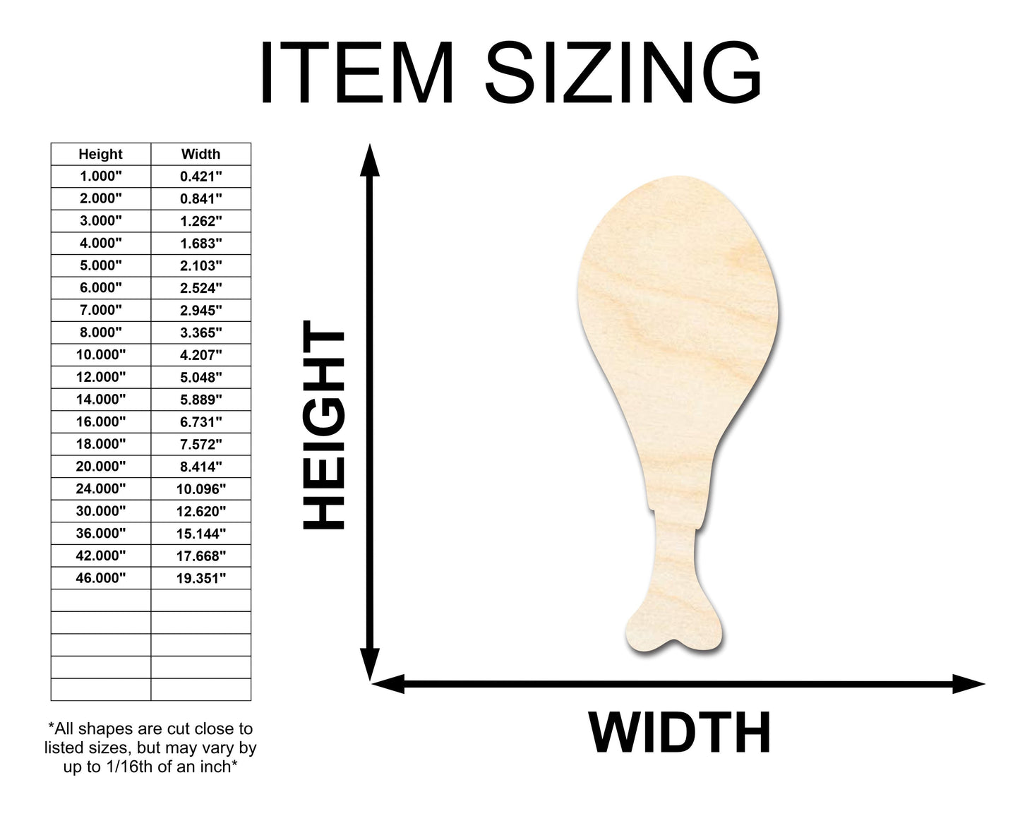 Unfinished Wood Turkey Leg Shape - Renaissance Festival Craft - up to 46" DIY