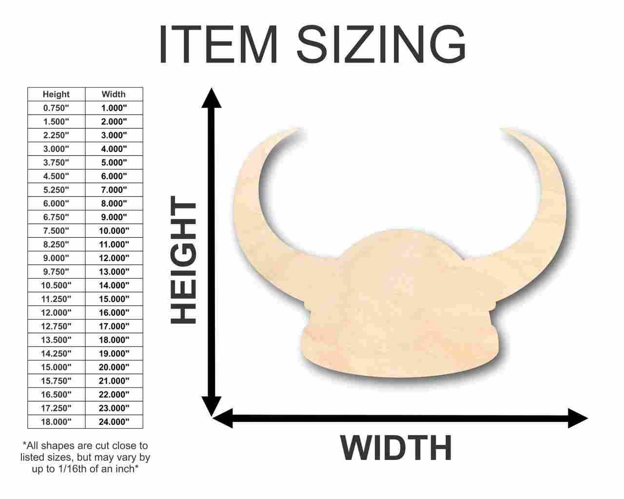 Unfinished Wood Viking Hat Shape - Football - History - Craft - up to 46" DIY