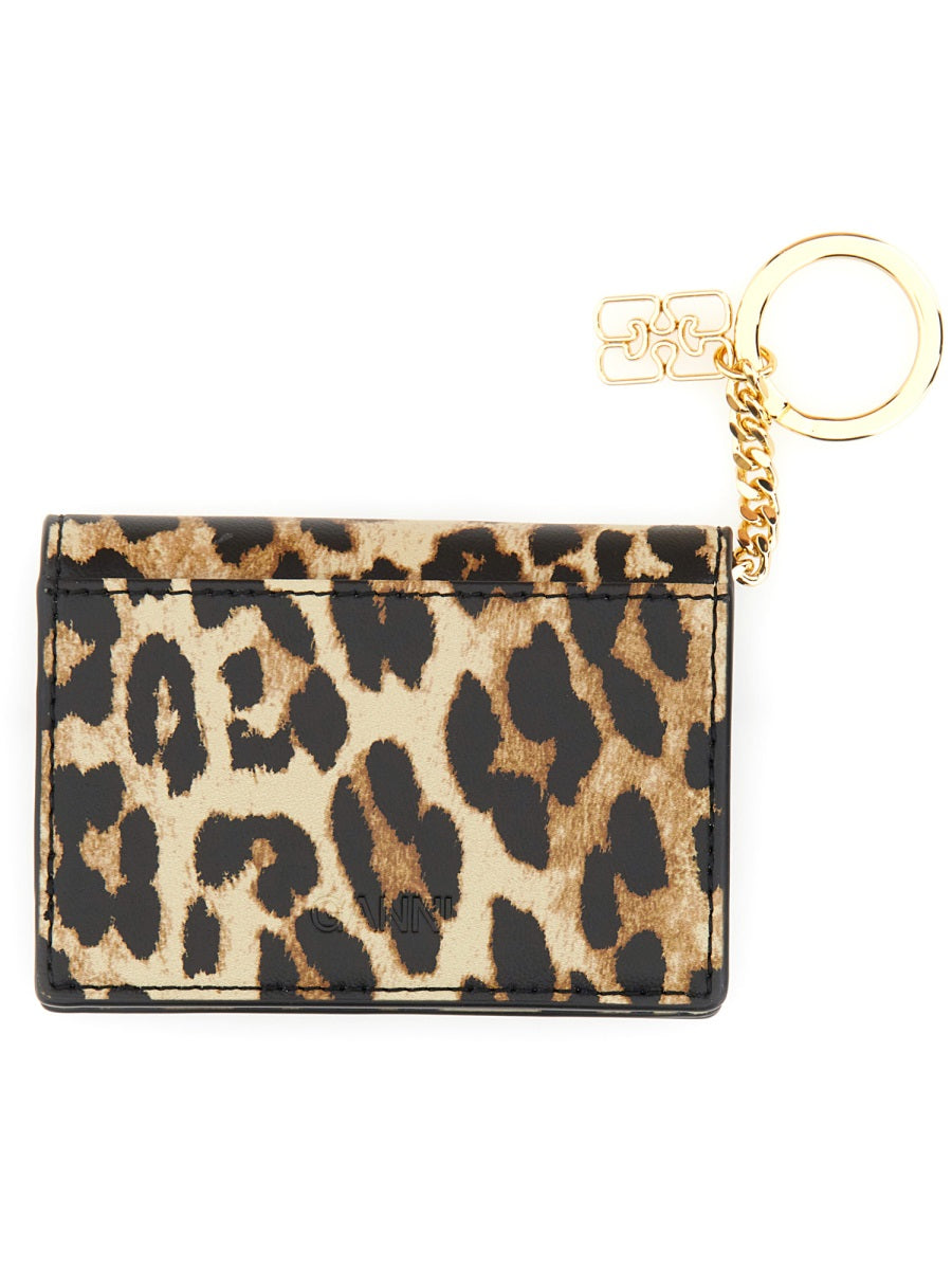 Ganni Women "Bou" Card Holder With Animal Motif