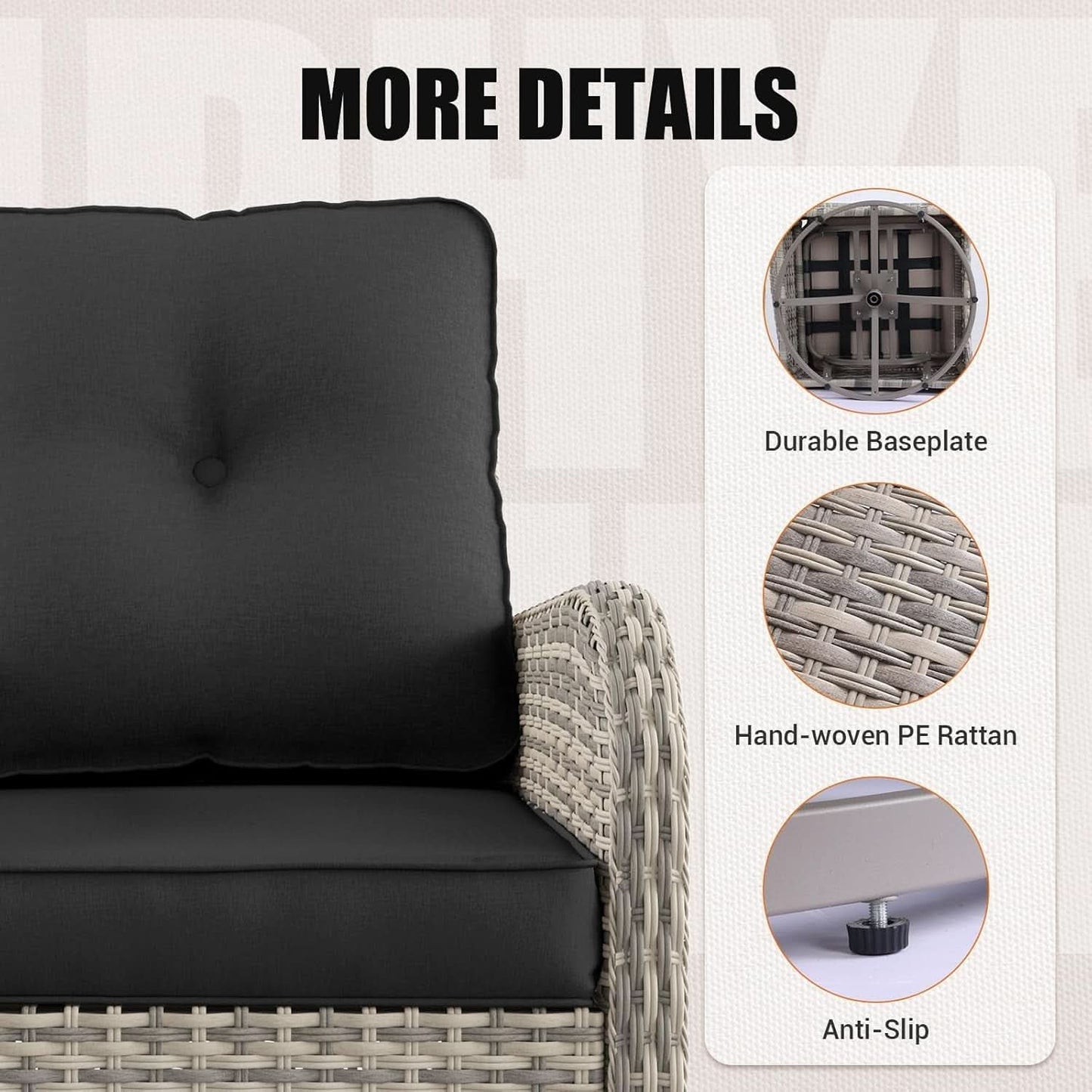 Outdoor Patio Wicker Rattan Swivel Rocking Chair Set