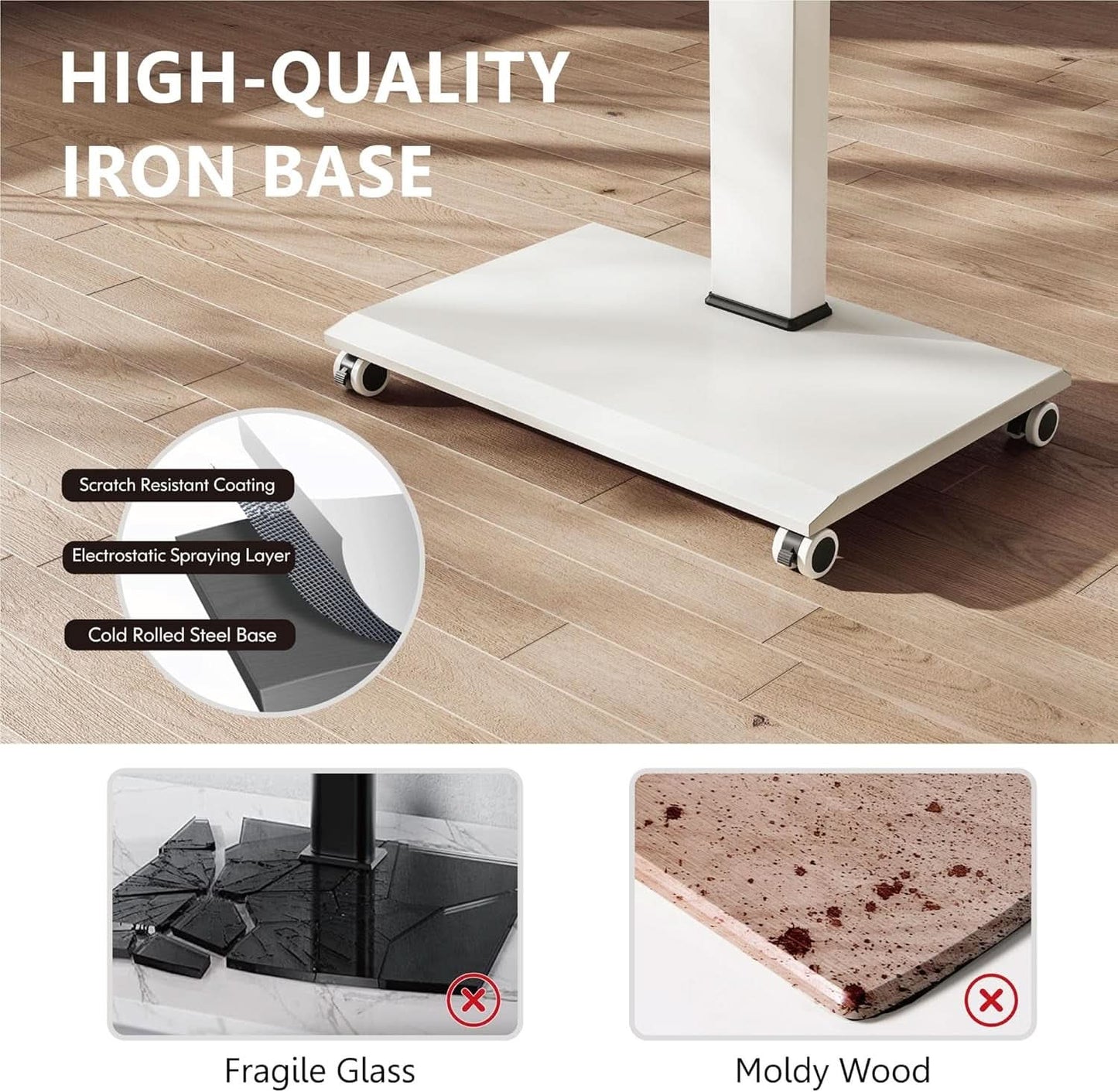 Rolling TV Stand On Wheels For 32 To 75 Inch TVs With 40 Degree Swivel