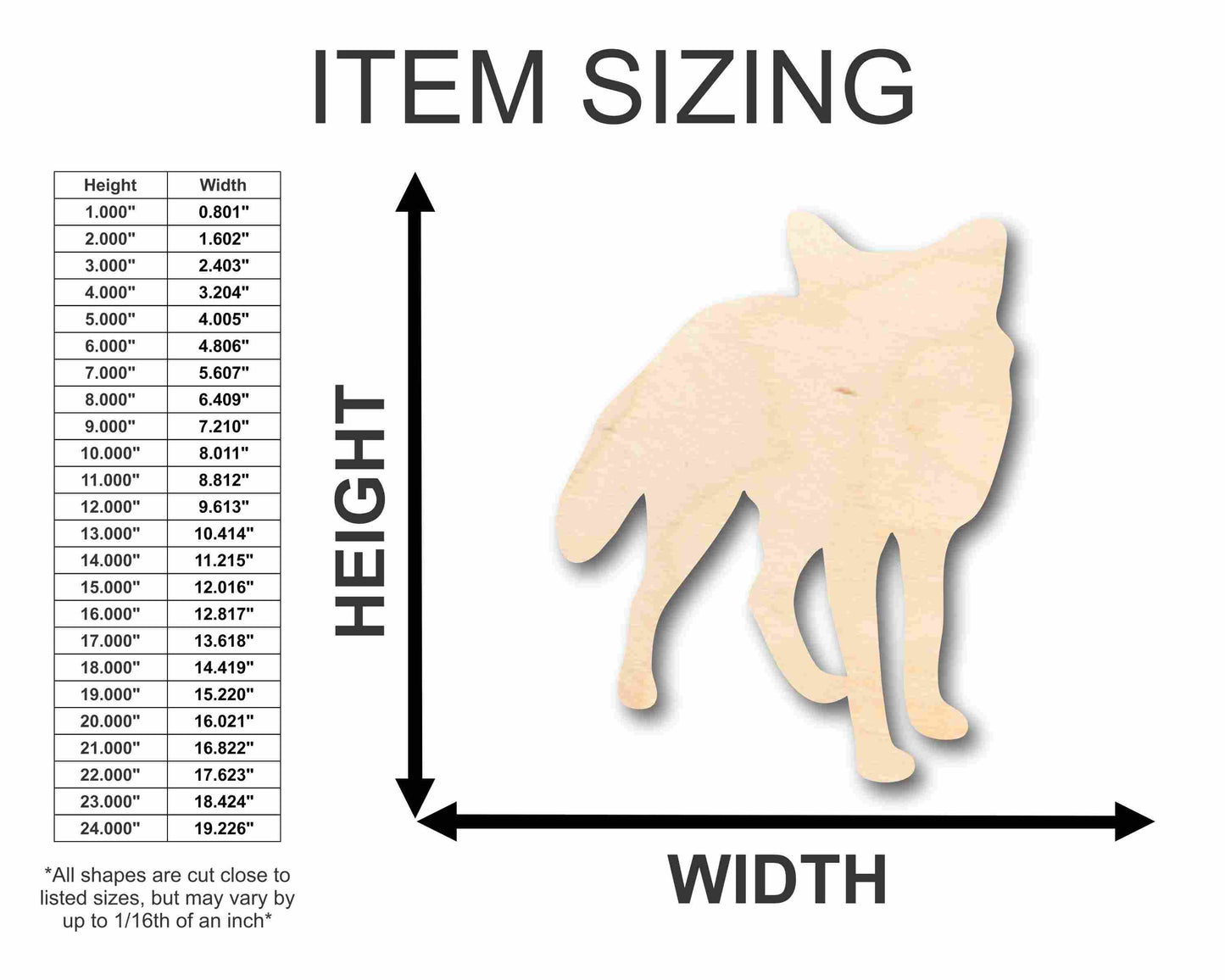 Unfinished Wood Fox Silhouette - Craft- up to 46" DIY
