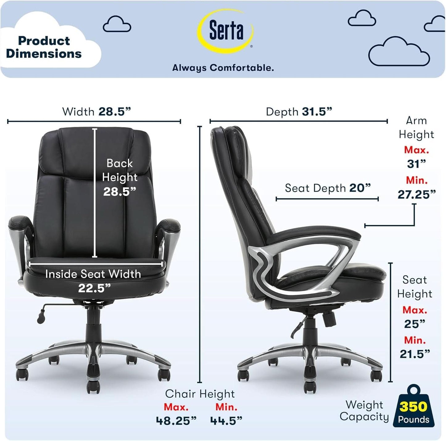 Big And Tall Black Ergonomic Executive Office Chair