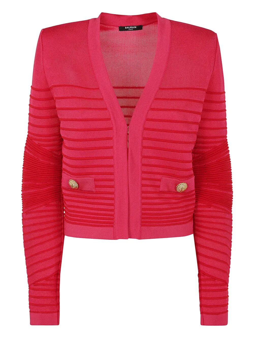 Balmain Women Lon Sleeves Side To Side Flechage Knit Cardigan