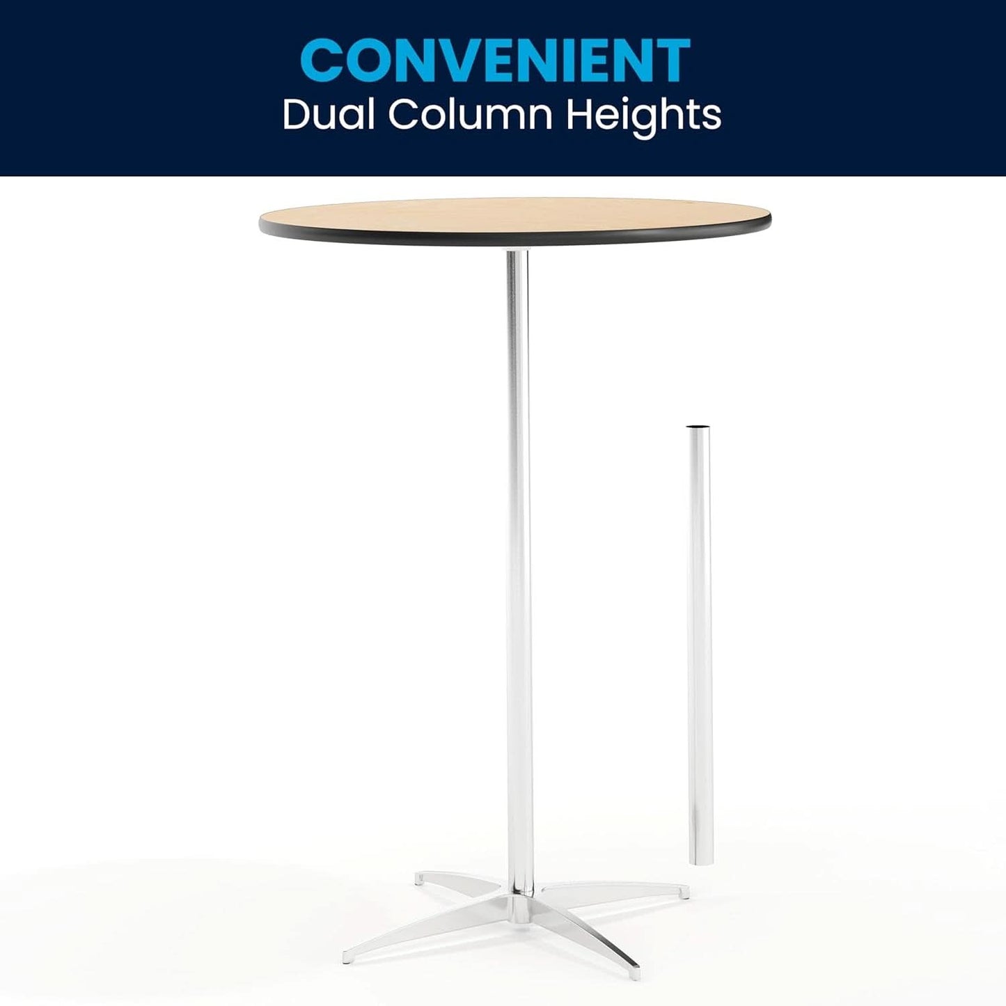 Natural Birch Wood Round Cocktail Table Adjustable