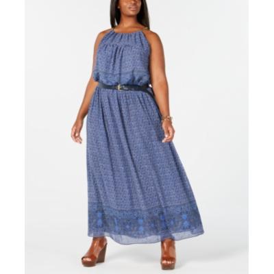 MICHAEL Michael Kors Womens Plus Printed Chain Maxi Dress