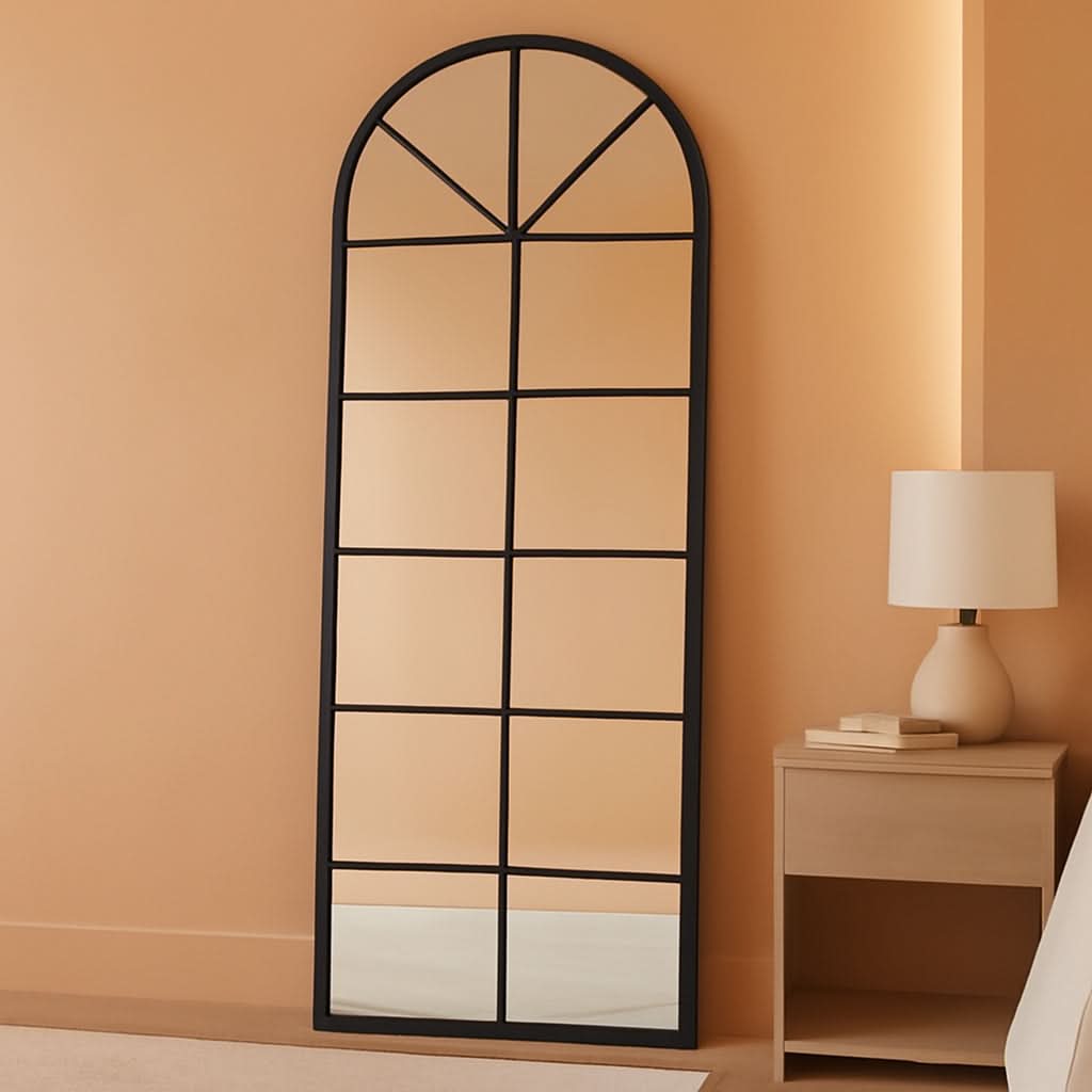65 By 22 Inch Arched Window Pane Floor Wall Mount Mirror