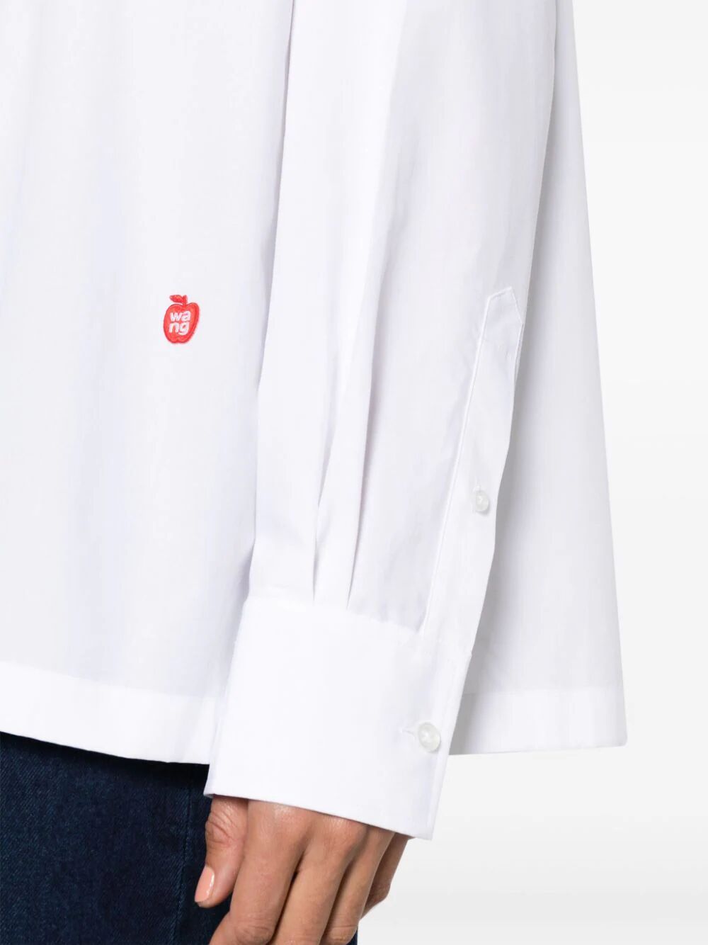 Alexander Wang Women Button Up Long Sleeve Shirt With Logo Apple Patch