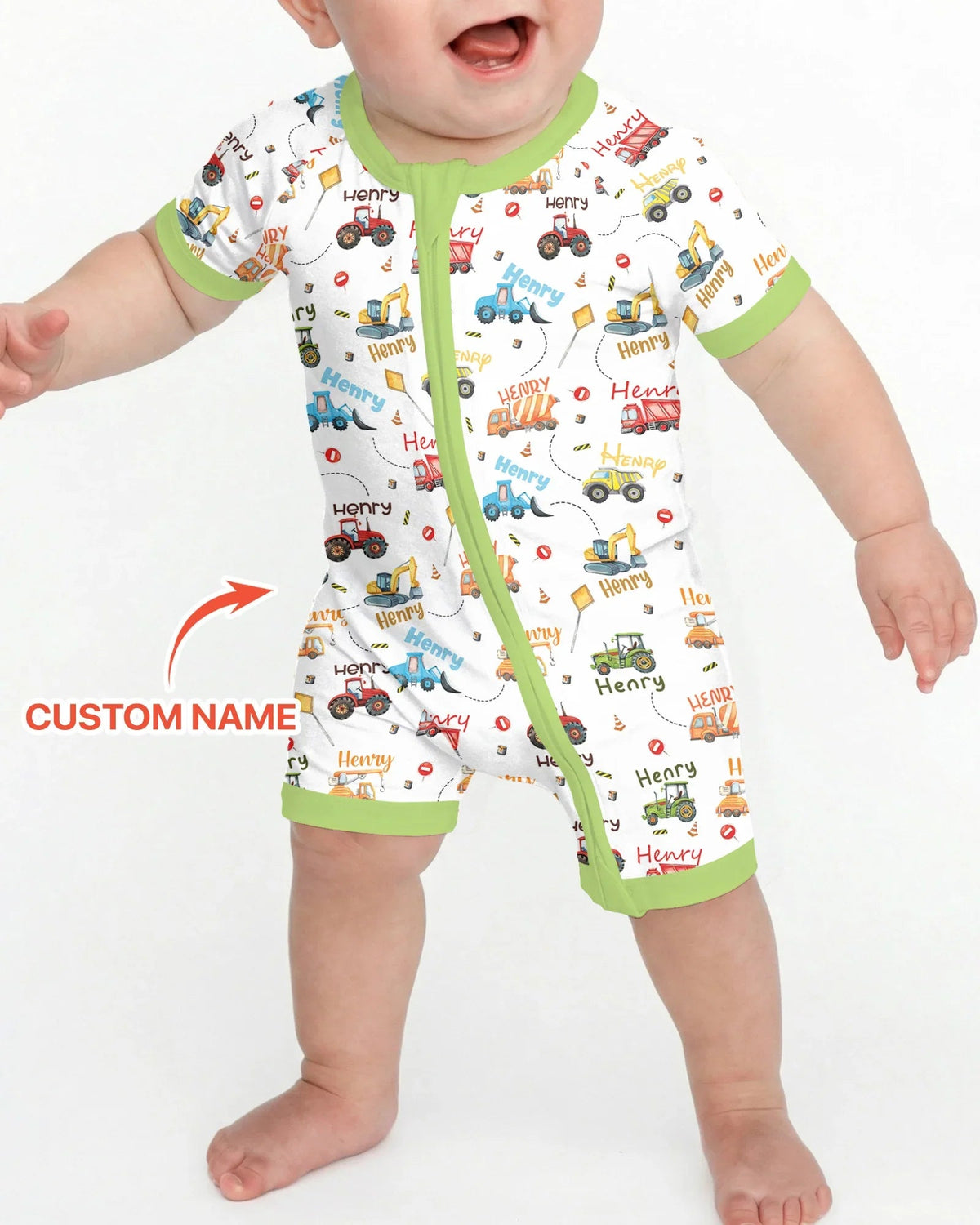 Construction Vehicles Custom Name Shorty Zippy