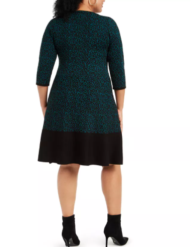 Taylor Animal-Print Sweater Dress, Size 1X