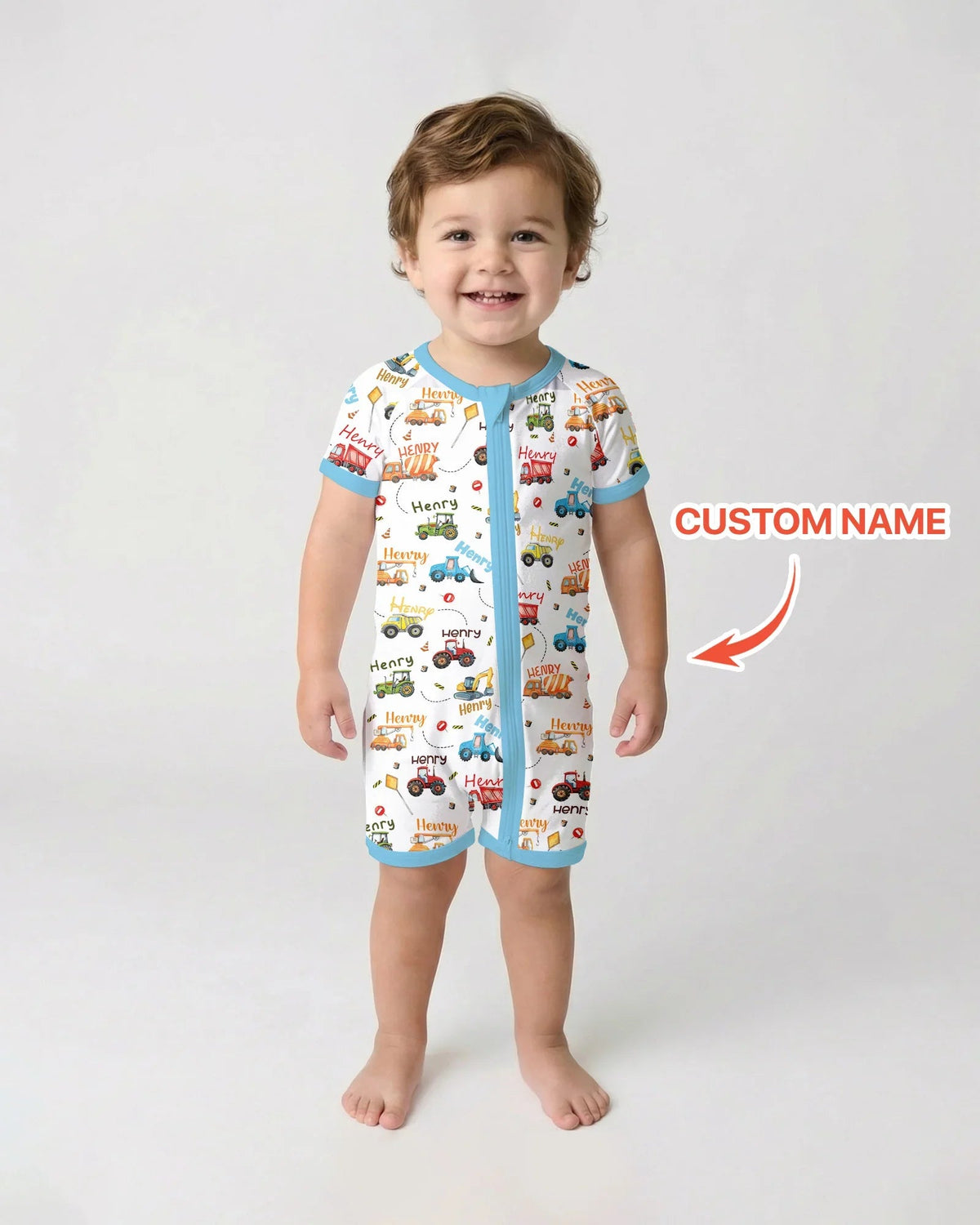 Construction Vehicles Custom Name Shorty Zippy