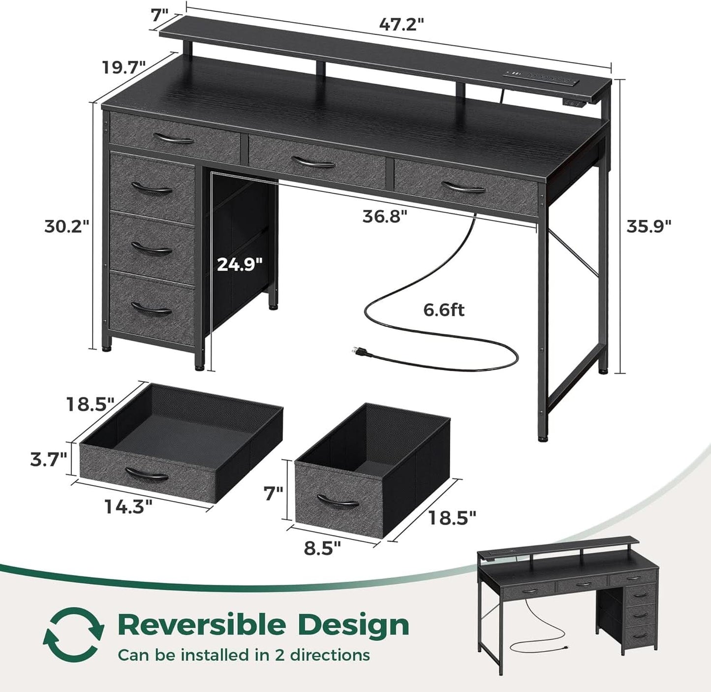 47 Inch RGB Gaming Desk For Home Office And Gaming Setup