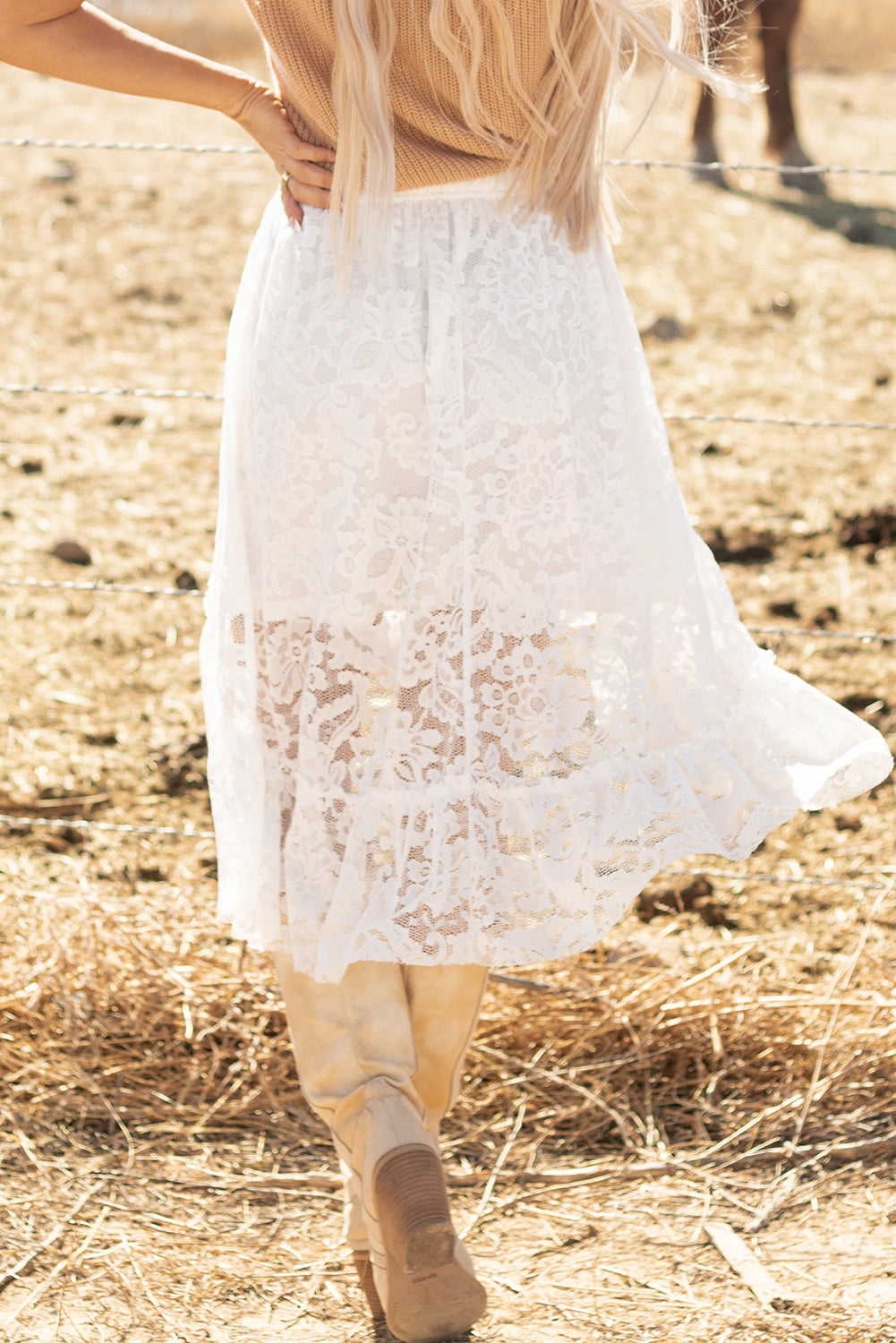 Melany Ruffled High-low Hem Midi Skirt