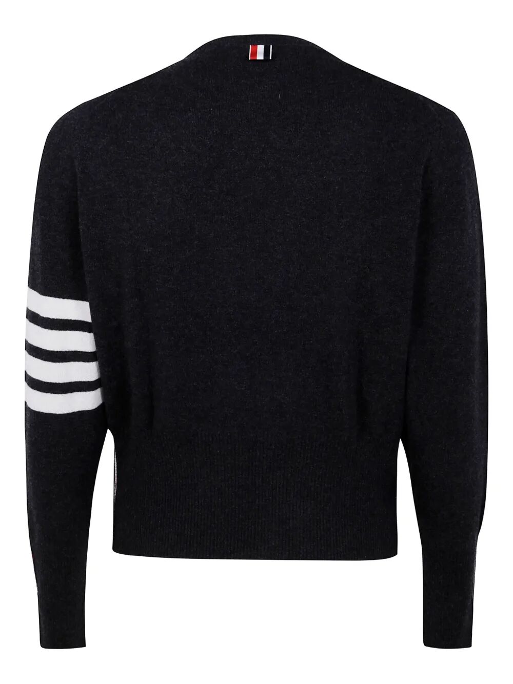 Thom Browne Men Classic Crewneck Short Pullover With White 4 Bar Stripe In Cashmere