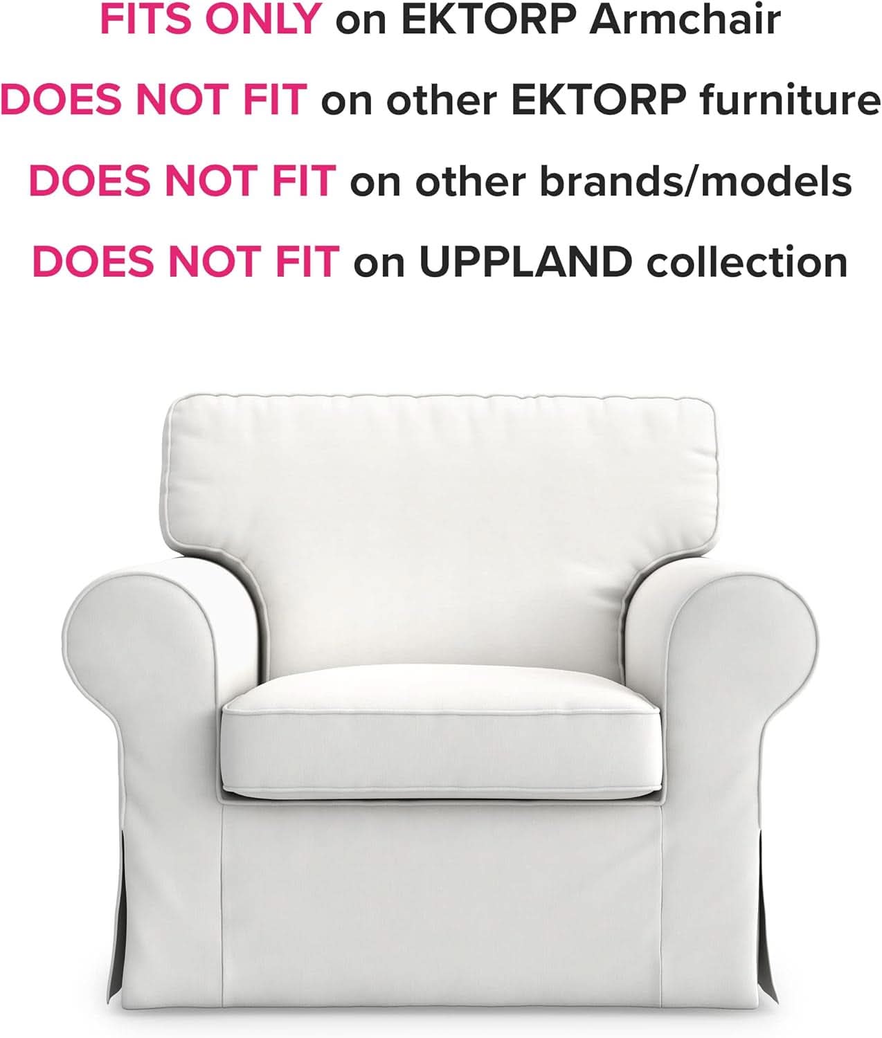 Ektorp Armchair Slipcover Cotton White Replacement Cover