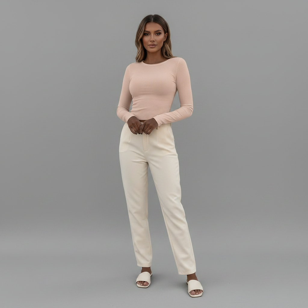 Long Sleeve Crew Neck Ribbed Top
