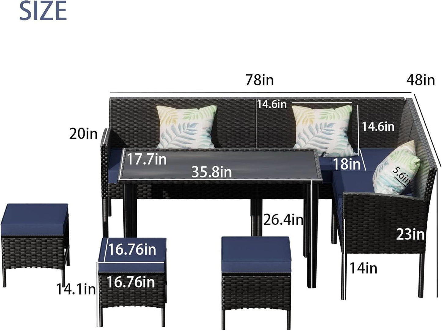 Small Space 7-Piece Patio Furniture Set with Cushions