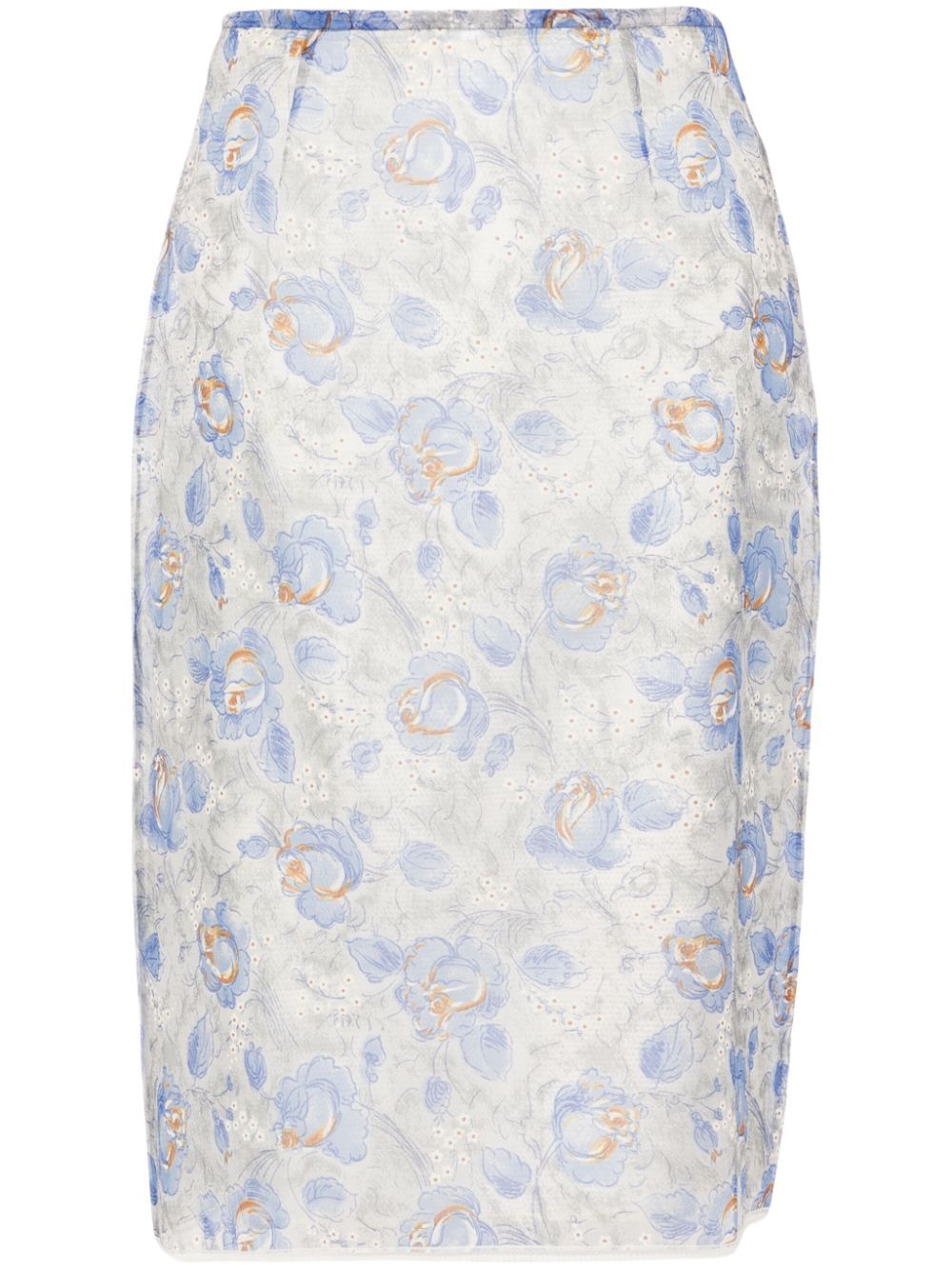 Prada Women Gonna Stampa Peonia In Nylonette