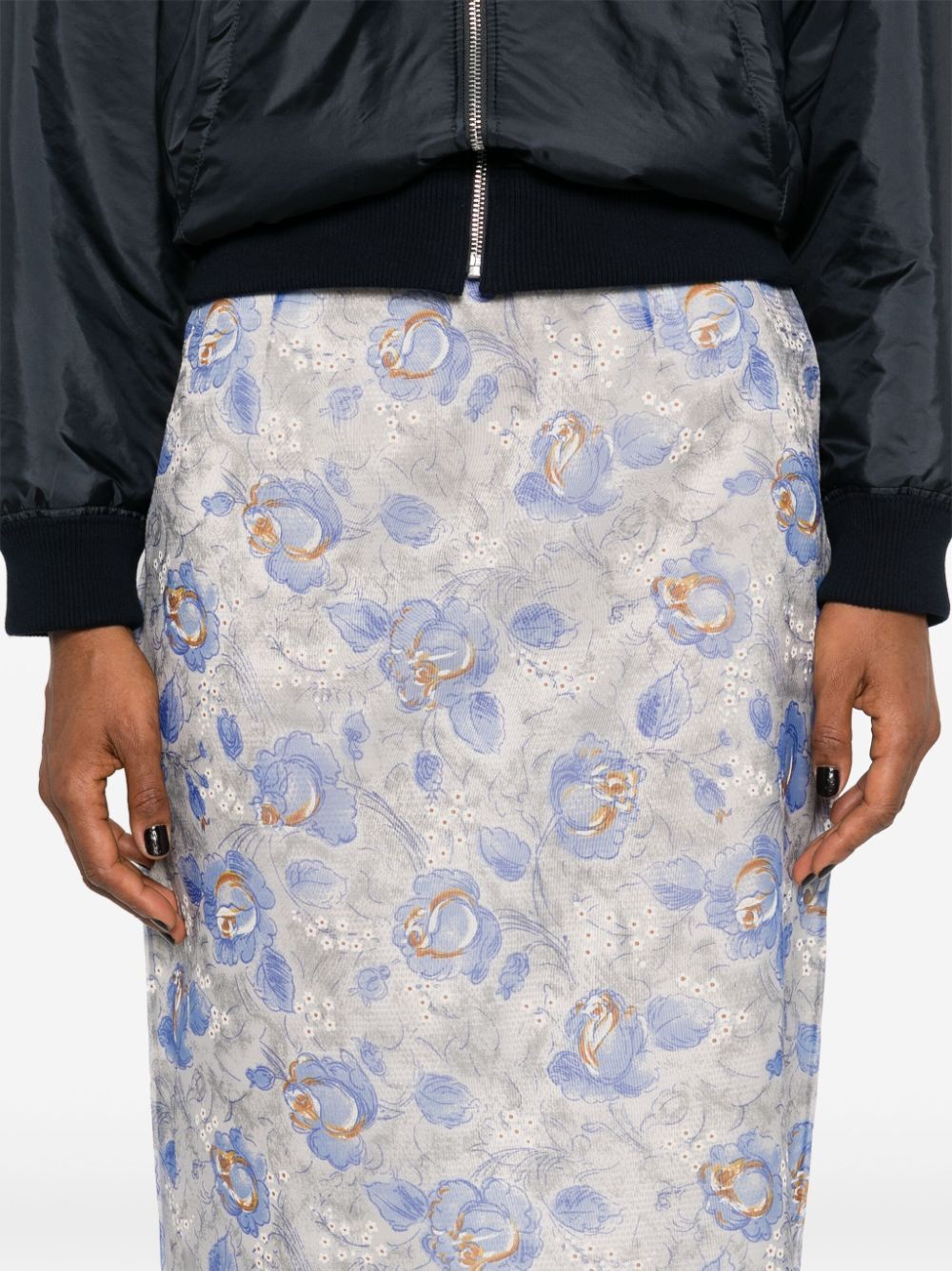 Prada Women Gonna Stampa Peonia In Nylonette
