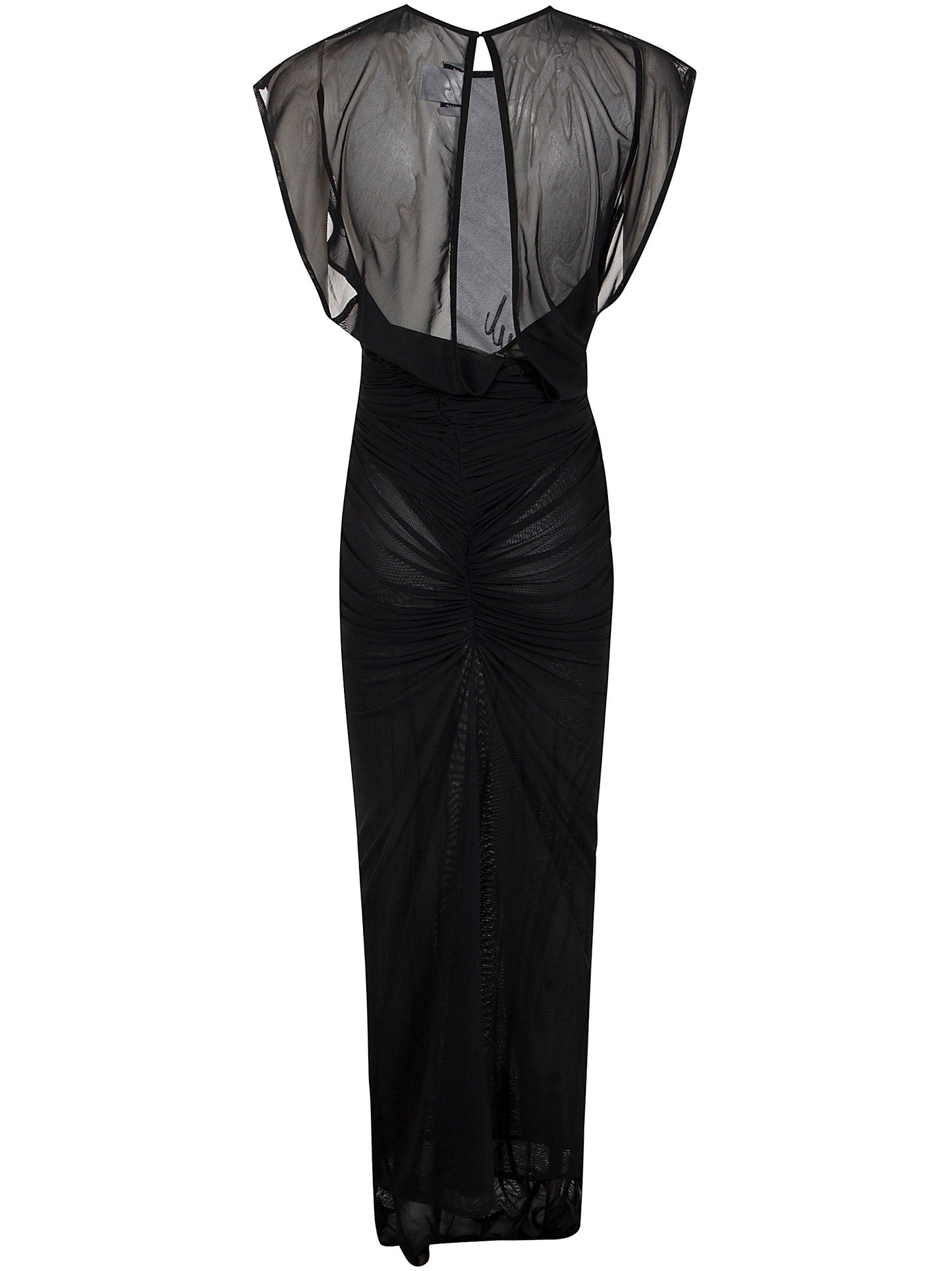 Jean Paul Gaultier Women Mesh Open Back Sleeveless Dress Velvet Flock "Jean Paul Gaultier"