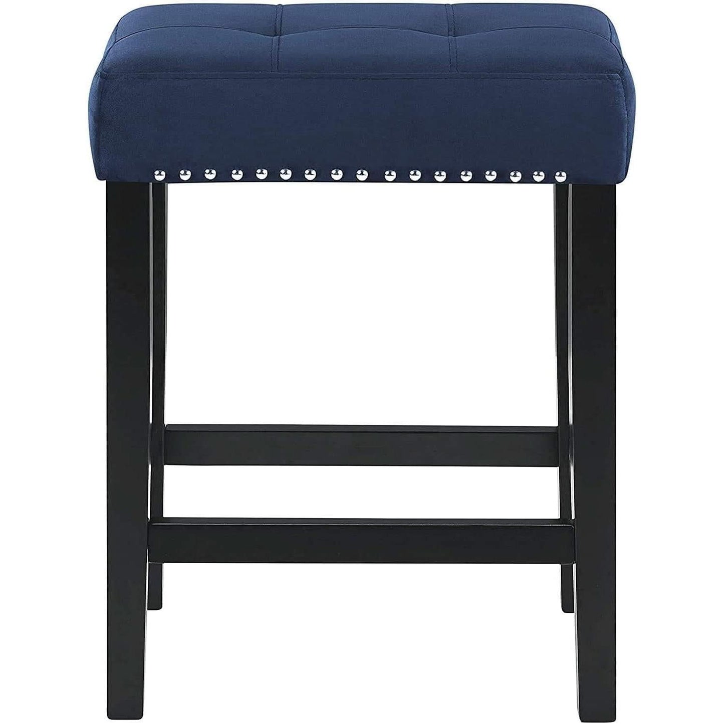 Blue Velvet Bar Table Set With Faux Marble Top 4 Piece